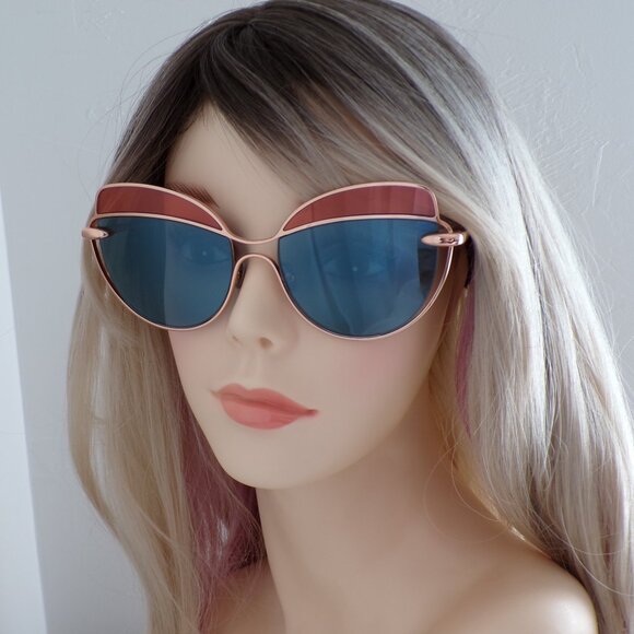 Pomellato Oversized Cat Eye Shades, Two Tone Retro Unique Dramatic Statement Lux main image 6